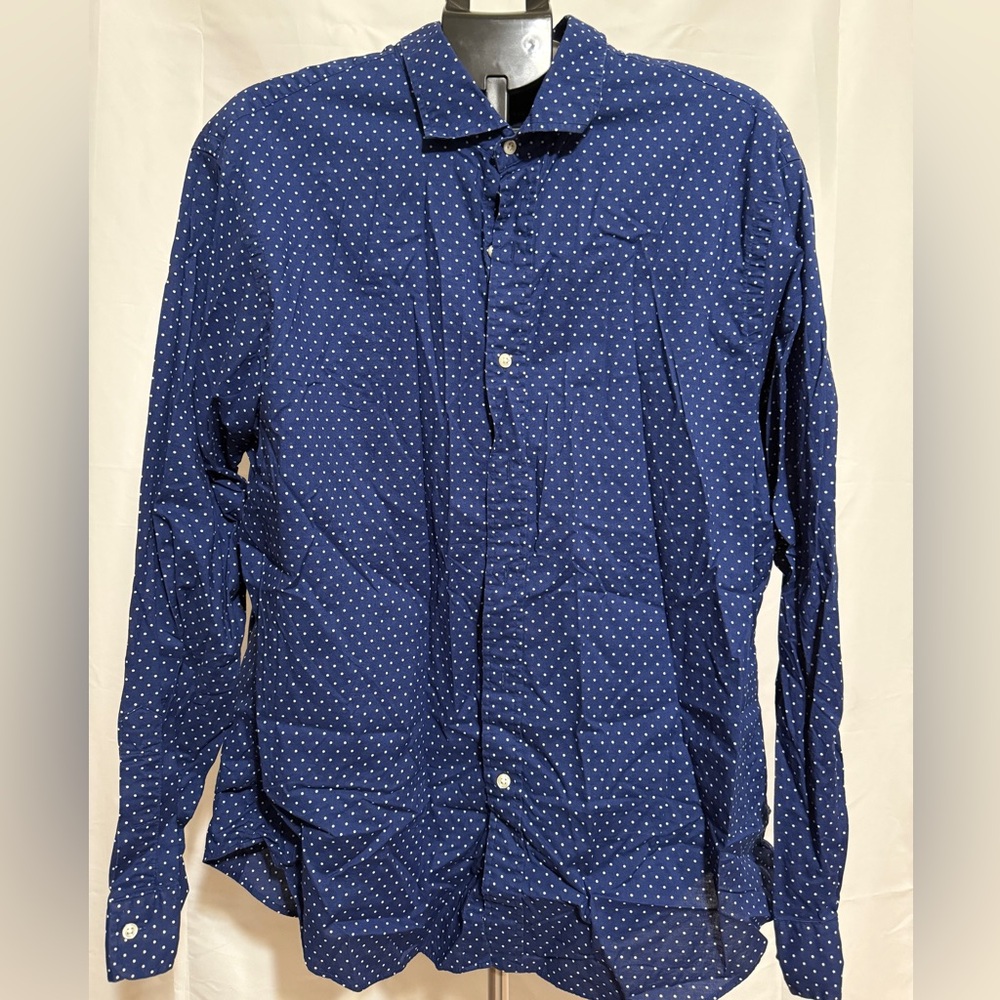 Polo Ralph Lauren Blue Polka Dot Button Down XL Slim Fit
